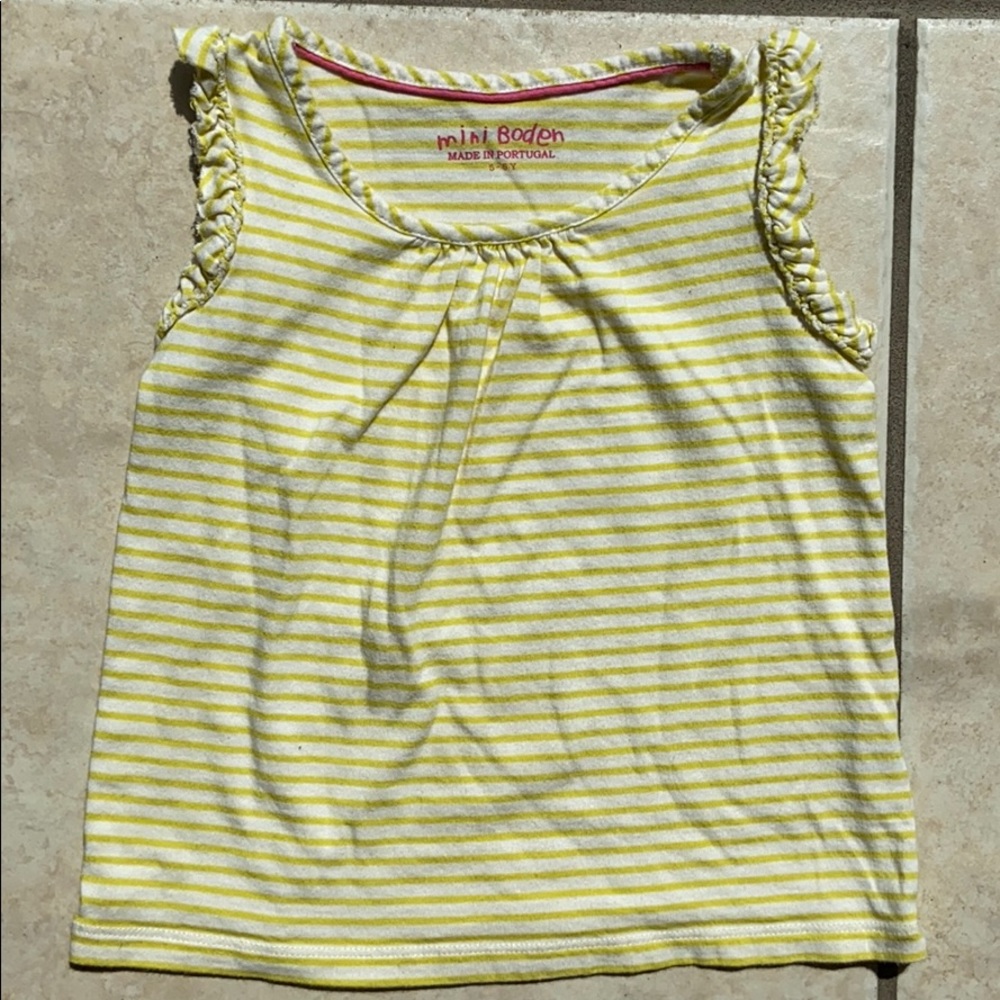 Mini Boden Flutter Sleeve Stripe Jersey Top 5-6y